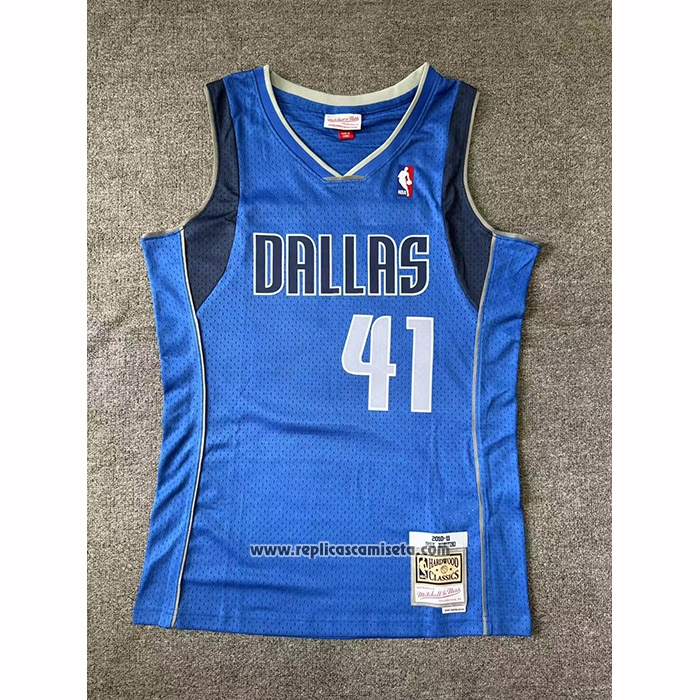 Camiseta Dallas Mavericks Dirk Nowitzki NO 41 Mitchell & Ness 2010-11 Azul